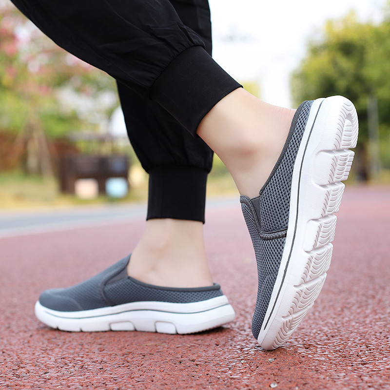[35-48] คู่น้ําหนักเบา รองเท้าครึ่งตาข่ายผู้ชาย Slip on shoes Causal shoes สําหรับผู้หญิงผู้ชาย