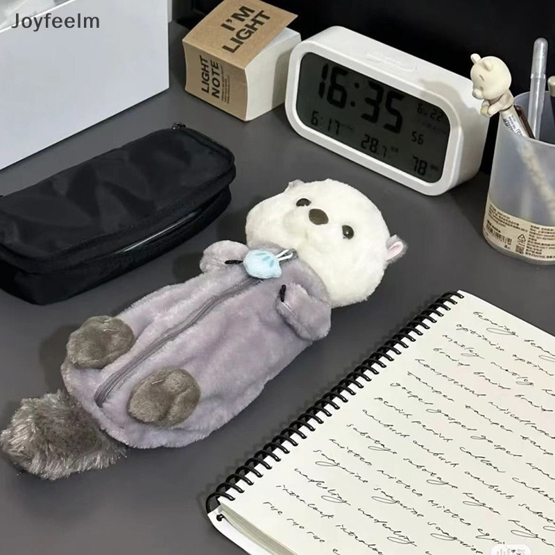 Yfe Plush Sea Otter กล่องดินสอปากกาแบบพกพา Marker Holder อุปกรณ์การเรียนการ์ตูนกระเป๋าดินสอนุ่มปากกากระเป๋าแต่งหน้า N