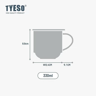 TYESO STACK แก้วน้ำสแตนเลส ขนาด 330 มล. มีหูจับ มีฝาปิด วางซ้อนกันได้ เก็บอุณหภูมิได้ทั้งร้อนและเย็น