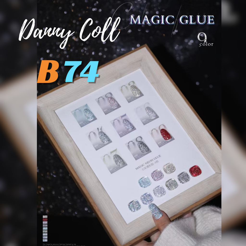 CAIMOON สีเจลแฟลชกากเพชร เซต 9 สี ยาทาเล็บเจล แถมชาร์ต Danny Coll - B74 - wenails