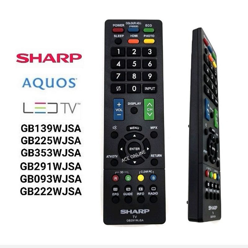 SHARP AQUOS LCD LED TV รีโมทคอนโทรล GB291WJSA ใช้งานร่วมกับ BG225WJAS ,GB217WJSA1,GB215WJSA1,GB101WJSA ,GB148WJSA..