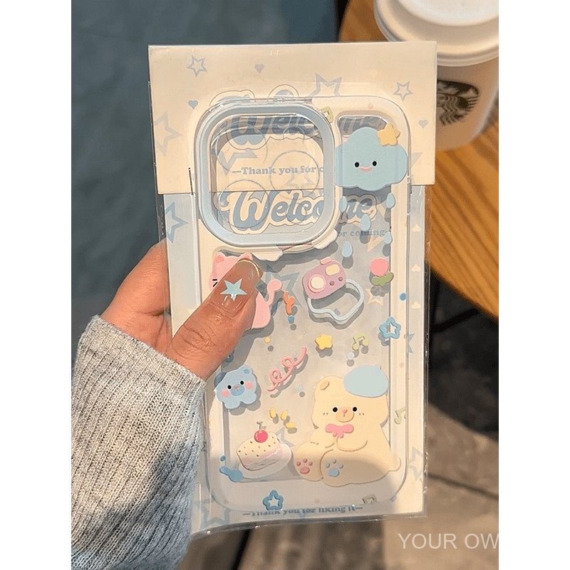 หมีฤดูร้อนเหมาะสําหรับ iphone15PROMAX เคสโทรศัพท์ iPhone14PLUS Fresh 13PRO สไตล์ใหม่ 12/11 Soft Case