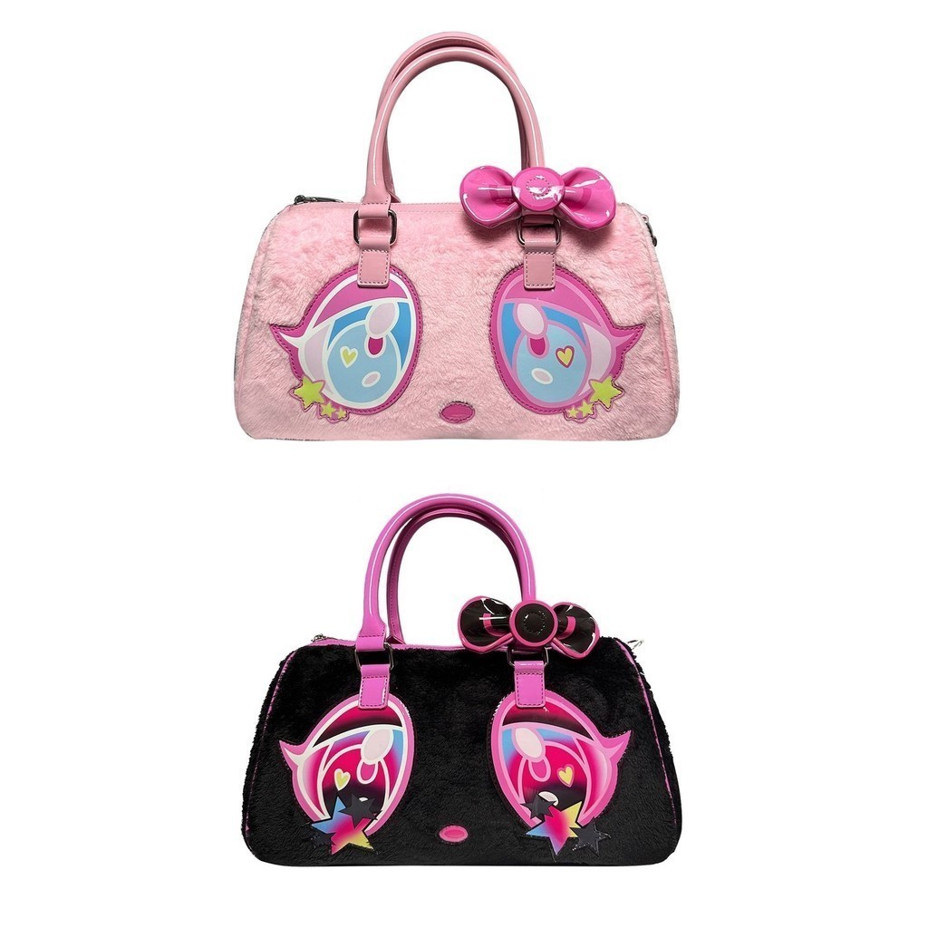 Cartoonbox Original Bear Series กระเป๋าถือสองมิติสีดำสีชมพูลายการ์ตูนสองมิติ