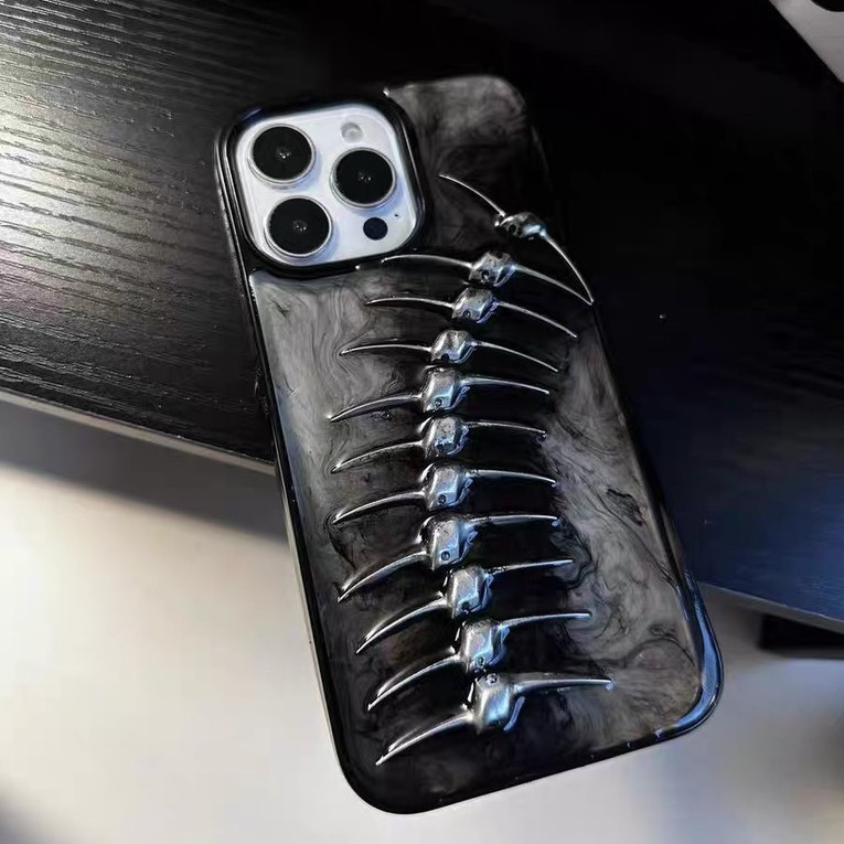 [G-Plus Studio] สามมิติ Cthulhu Fishbone iPhone15 เคสโทรศัพท์ Smudge Epoxy 14promax/13/12 เคสป้องกัน