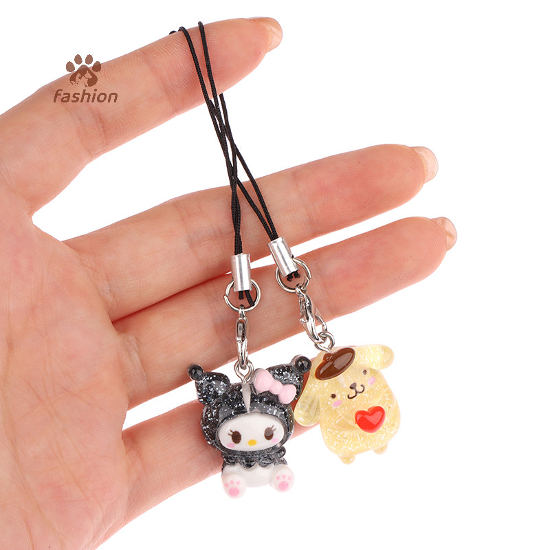 [แฟชั่น] จี้โทรศัพท์ Sanrio Melody Cinnamoroll พวงกุญแจเชือกเส้นเล็ก Kuromi กระเป๋า Charm Hello Kitty แขวนเชือกตกแต่ง {TH}