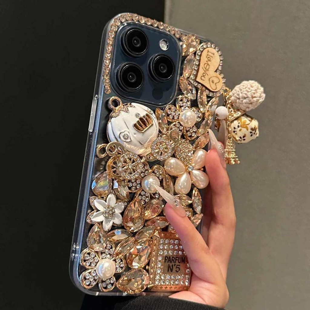 Luxury Glitter Rhinestone ฟักทองเคสโทรศัพท์รถยนต์สําหรับOppo Reno 16F 15F 14F 13F 11 12 13 14 15 Pro