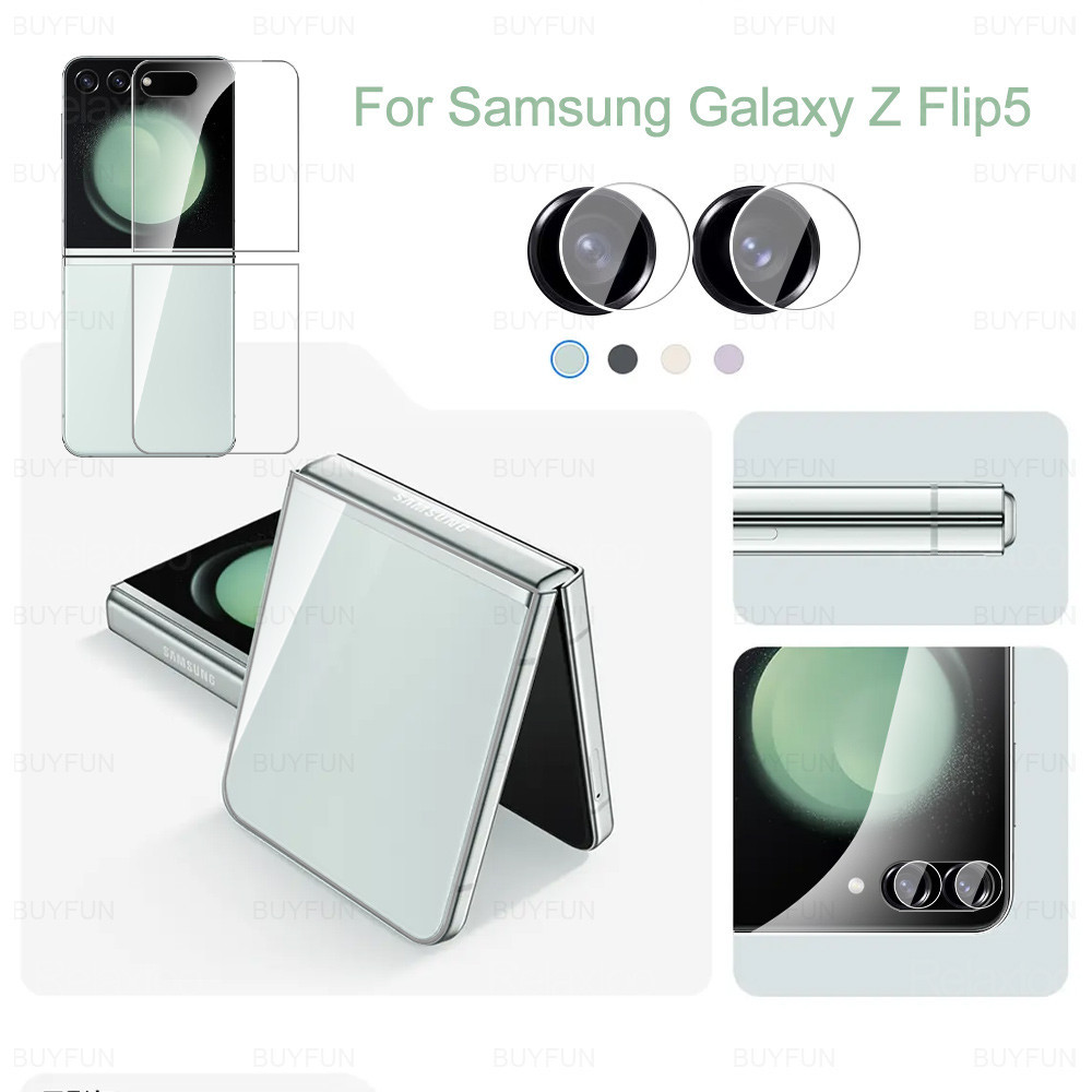 สําหรับ Samsung Galaxy Z Flip 6 2024 ด้านหลังกระจกนิรภัยป้องกันหน้าจอป้องกันเลนส์ฟิล์ม Samung ZFlip 6 Flip 5