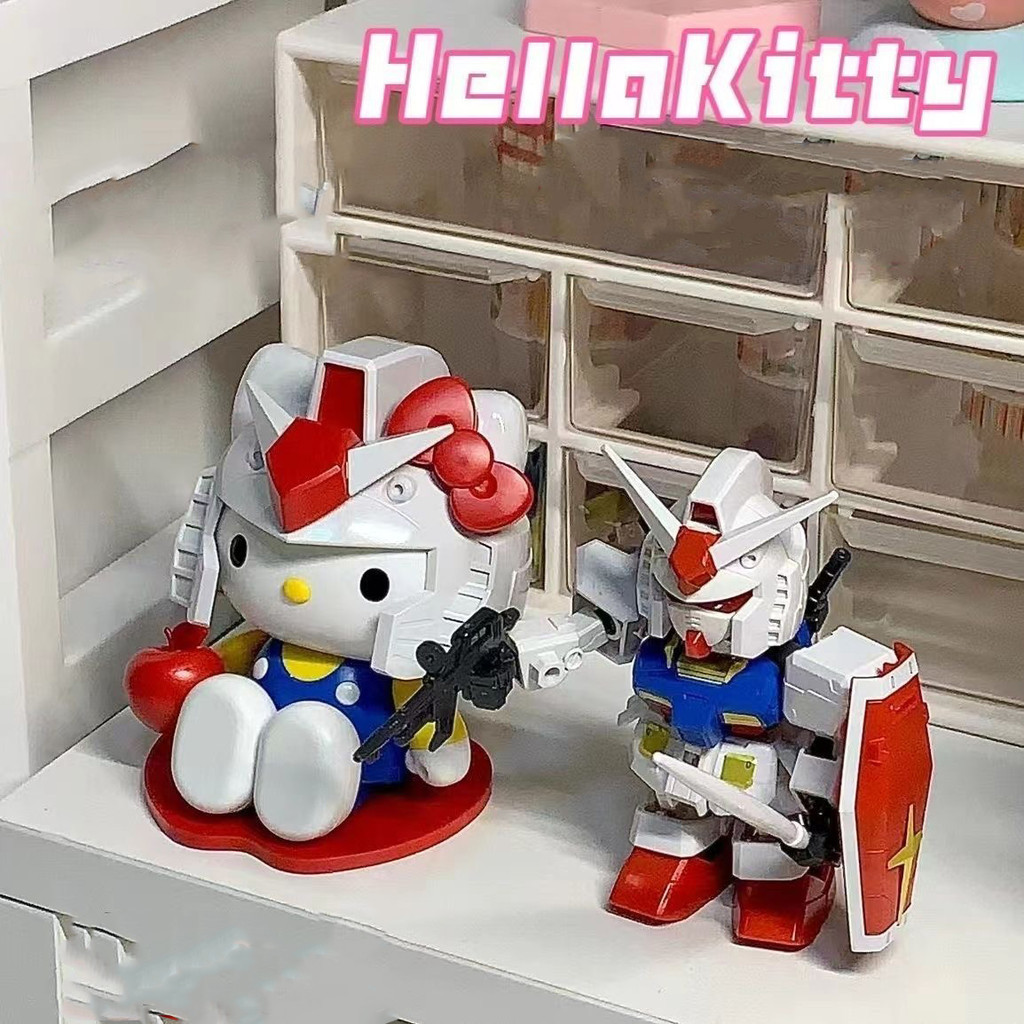 กันดั้ม Hello Kitty Rx-78-2sd ประกอบรุ่นอะนิเมะตัวเลขรูปปั้นตุ๊กตาคอลเลกชันตกแต่งของเล่นเด็ก