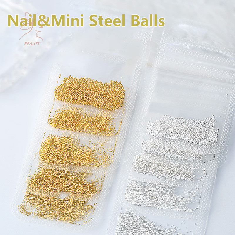 [maybeauty] 1 กระเป๋า 0.5-3.0 มม.เล็บคาเวียร์ลูกปัด Rhinestone สําหรับ Micro Steel Ball 3D ตกแต่ง UV เจลเคล็ดลับอะคริลิค {TH}