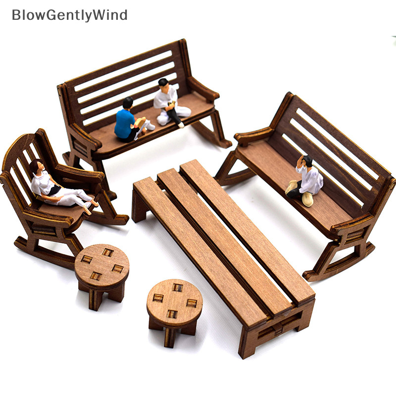 Blowgentlywind 1/12 ตุ๊กตามินิโต๊ะเก้าอี้ตุ๊กตาบ้านเก้าอี้โยกตุ๊กตาเฟอร์นิเจอร์อุปกรณ์เสริมสําหรับเด็กแกล้งทําเป็นเล่นของเล่น BGW