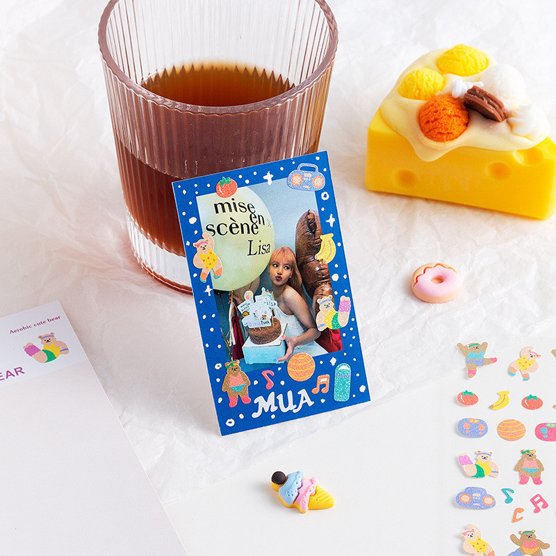 สติกเกอร์ PVC แบบนิ่ม ลายหมีน่ารัก ตกแต่งสมุด DIY กันน้ำ สีสันสดใส สไตล์เกาหลี ใช้งานได้หลากหลาย - รูปที่ 3