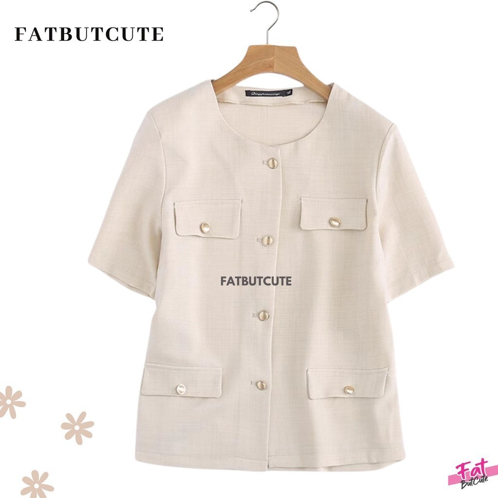 💌[มีอกถึง4นิ้ว] เสื้อสาวอวบ💌 งานเรียบ หรู ดูดี คลาสสิคอีกรุ่นที่แนะนำเลยค่ะ มีฟองน้ำเสริมไหล่ รหัส2417