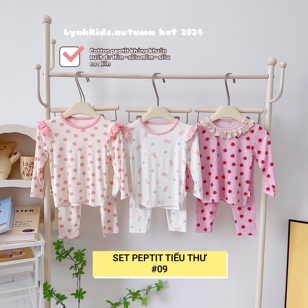 (DT6) ชุดเสื้อแขนยาว 3 ชิ้นวัสดุ petit นุ่มสวยสําหรับเด็กผู้หญิงคอปกระบาย