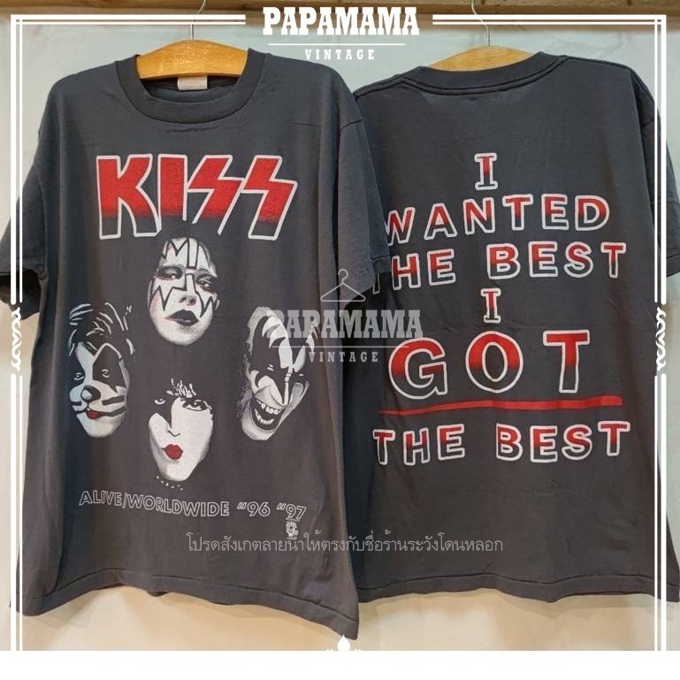 KISS   tag HANES Made In USA  เสื้อวง เสื้อทัวร์ ผ เสื้อกีฬา แฟชั่น เกาหลี สีขาว น่ารัก