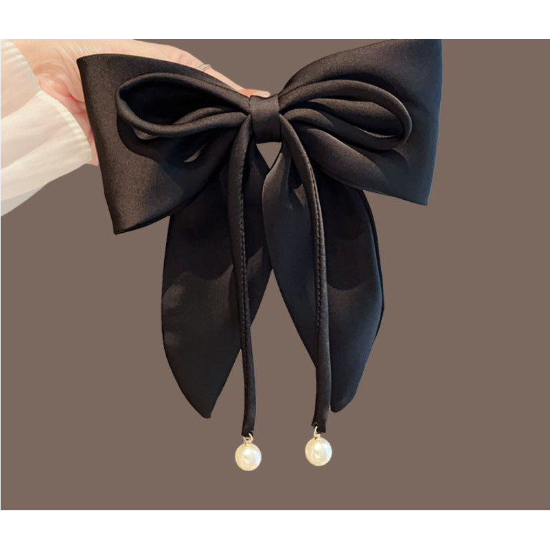 นางเงือกห่านคุณภาพสูง ~ ปีใหม่กิ๊บติดผมโบว์ใหญ่ผู้หญิงกิ๊บหลังศีรษะแนวนอนริบบิ้นสีดำ - รูปที่ 4