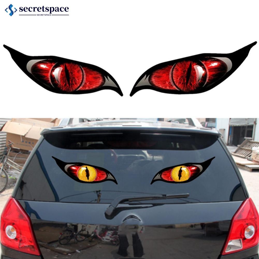 Secretspace 2 ชิ้น 3D สเตอริโอรถจักรยานยนต์สะท้อนแสง Cats Eyes สติกเกอร์กระจกมองหลังรูปลอกสําหรับรถมอเตอร์ไซด์สติกเกอร์ตกแต่งอัตโนมัติ G1V3