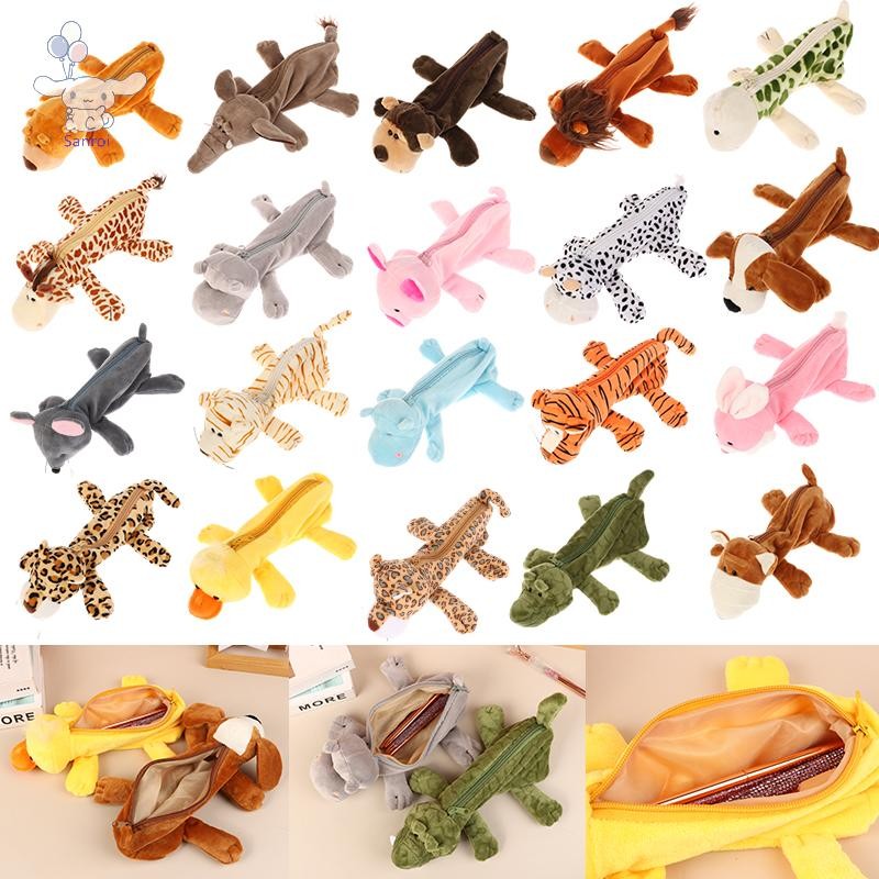 [ซาน] การ์ตูนสัตว์กรณีดินสอสิงโตเสือหมีตุ๊กตาตุ๊กตาปากกากระเป๋าเครื่องสําอางถุงเก็บสก์ท็อปอุปกรณ์การเรียนกล่องเก็บเครื่องเขียน โผล่