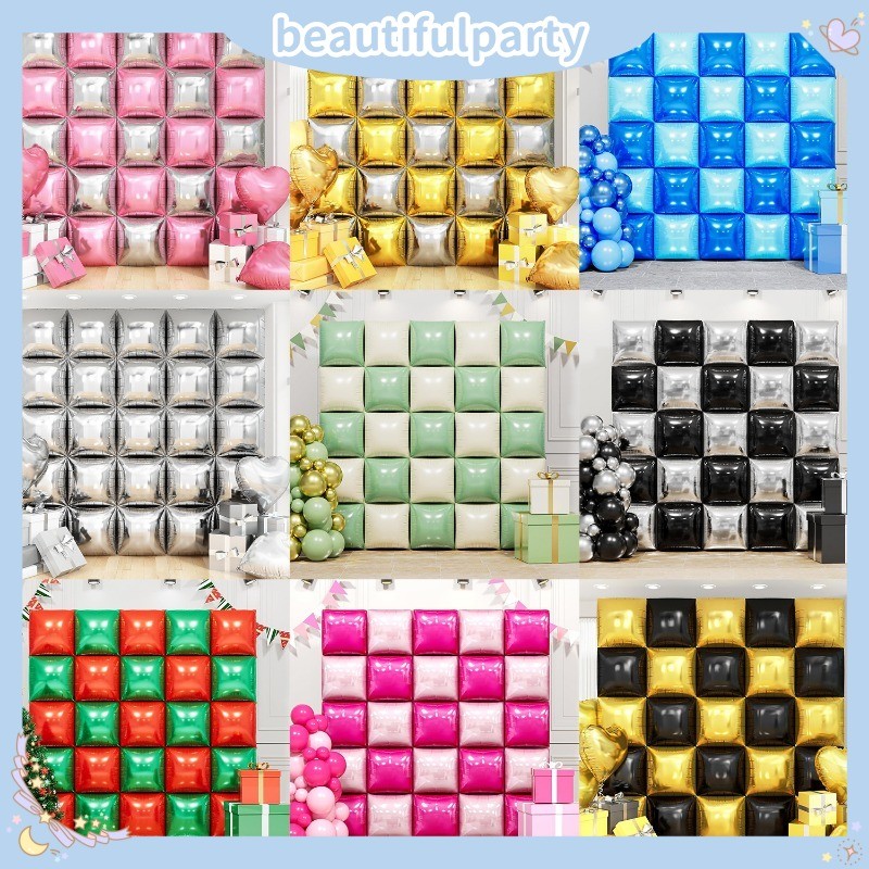 25ชิ้นสองด้านลูกโป่งสี่เหลี่ยมโลหะสีแดง,สีชมพู,ลูกโป่งฟอยล์สีฟ้าผนัง ทําเอง วันวาเลนไทน์,วันครบรอบแต่งงานพรรคตกแต่งพื้นหลัง ราคา ถูกที่สุด ดีลบีเคเค