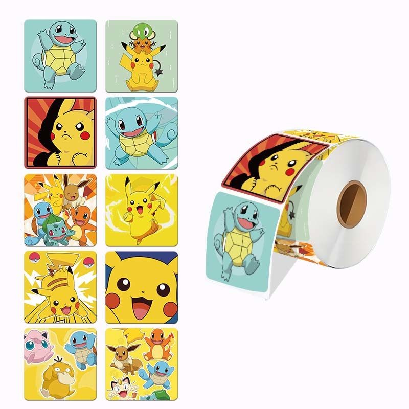 Pokemon Pikachu สติกเกอร์การ์ตูนของเล่นเด็กอะนิเมะ สติกเกอร์น่ารักรางวัลคู่มือปิดผนึกสติกเกอร์