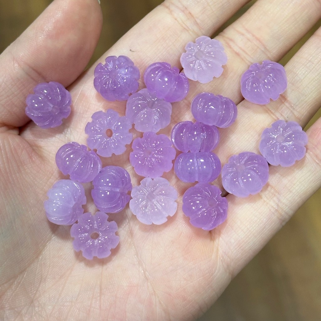 ลูกปัดฟักทองสีม่วงน้ำแข็ง ลูกปัดหลวม ลูกปัดฟอร์จูนเมลอน DIY สร้อยข้อมือ สร้อยคอ อุปกรณ์เครื่องประดับ ลูกปัดเว้นระยะ D