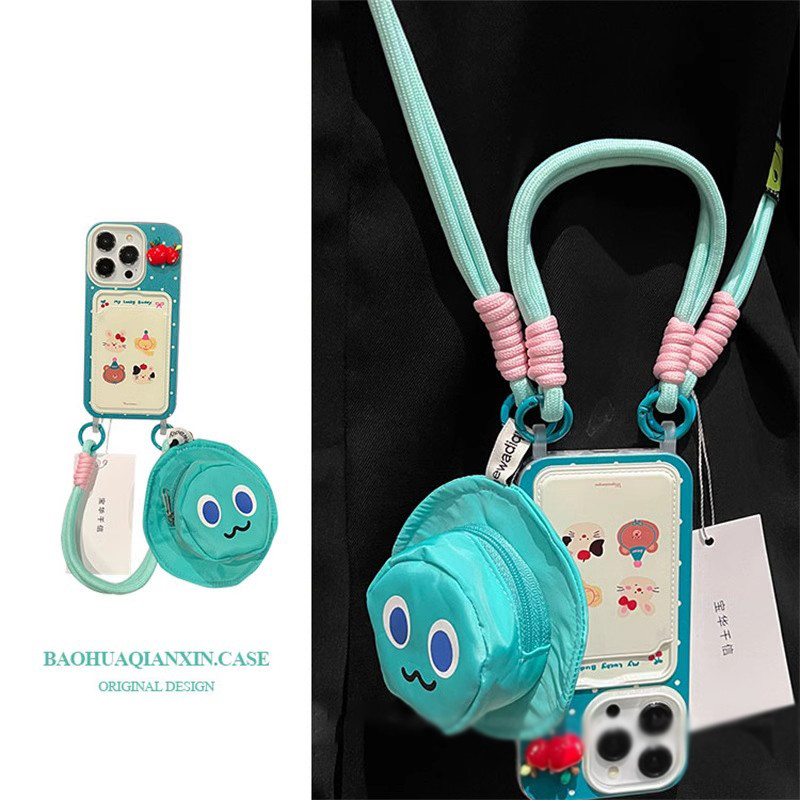 เคส KB214 สำหรับ iPhone 16 Pro Max 15 Pro 14 plus 13 pro max 12 11 XS Max XR X 7 8 Plus SE2 SE3 เคสกันตกพร้อมเชือกคล้อง แฟชั่นเรียบง่าย การ์ตูนสาวน่ารัก เคสป้องกันโทรศัพท์