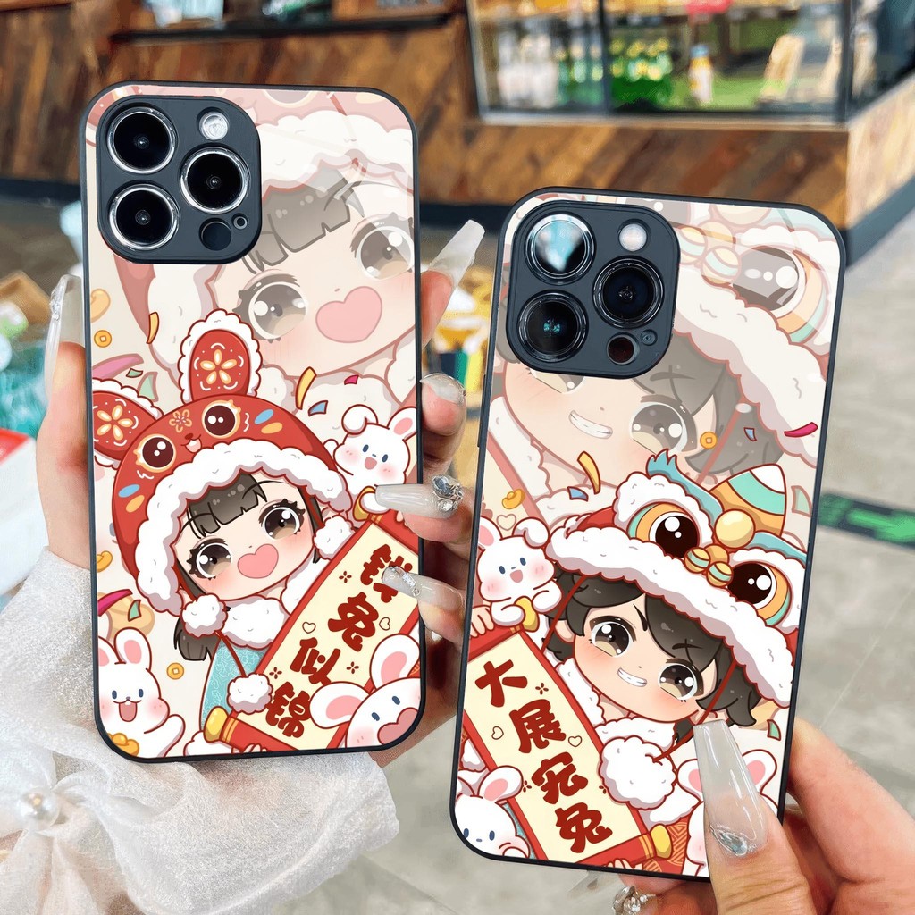 2025 Tet Couplet แก้วสําหรับ iPhone 17 16 15 14 13 12 11 8 7 6 6s 6p 7p 8p 6g 7g 8g Pro Max XR XS xs