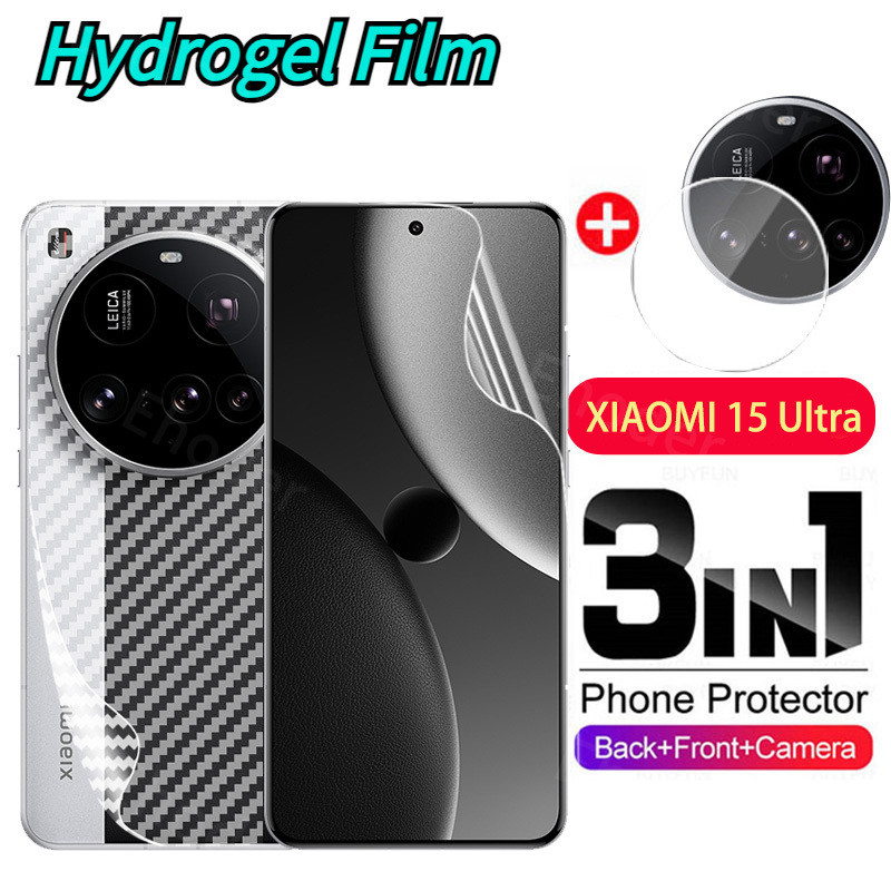 สําหรับ XIAOMI 15 Ultra 5G 2025 ด้านหน้าด้านหลังฟิล์มไฮโดรเจลนุ่มหน้าจอ Protecto เลนส์กล้องแก้วบน XI