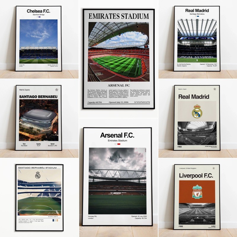 โปสเตอร์เรอัลมาดริด สันติโก เบอร์นาบู โปสเตอร์สนามเรอัลมาดริด โปสเตอร์สนาม โปสเตอร์ฟุตบอลพิมพ์ขนาดยืดหยุ่น โพสต์ผ้าใบ