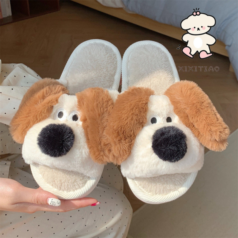Xixtiao รองเท้าแตะผู้ชายผู้หญิง Warm Soft Sole ลูกสุนัขสามมิติในร่มบ้าน