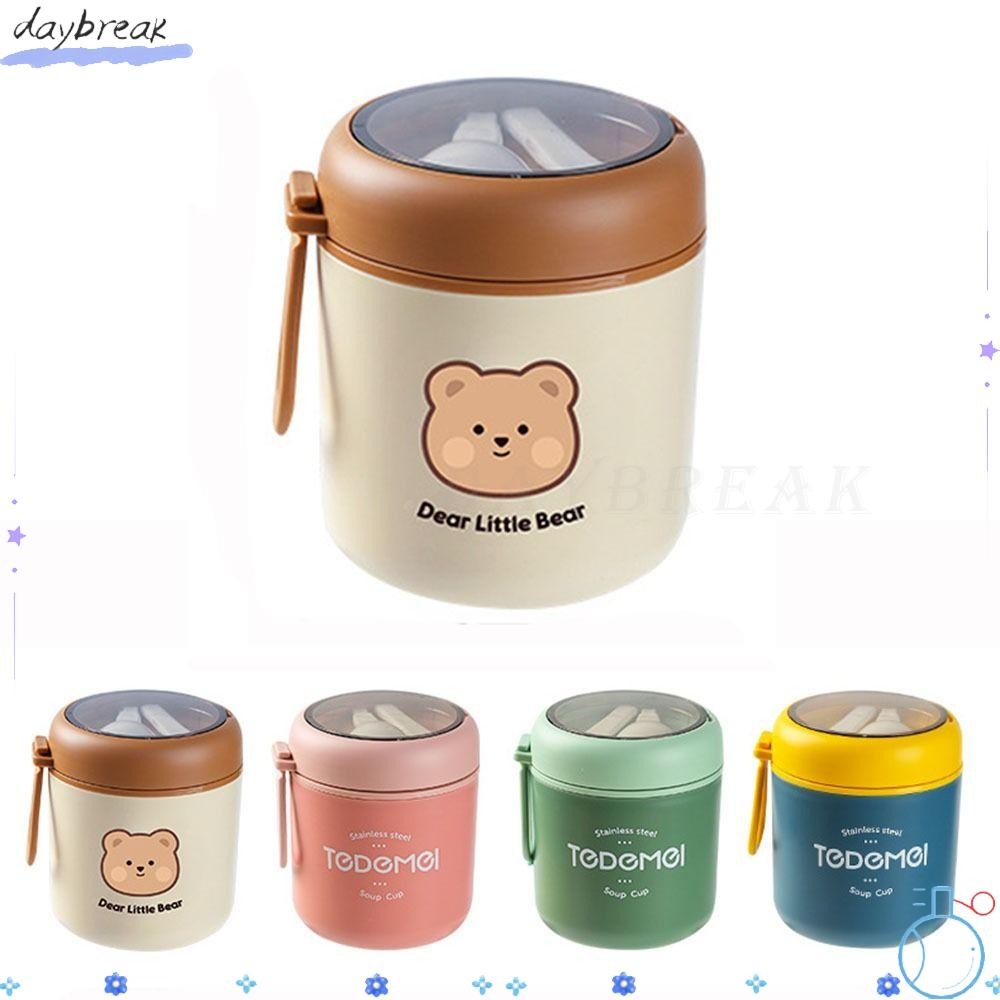 Daybreak ถ้วยอาหารเช้าพร้อมช้อนบนโต๊ะอาหารแบบพกพา Thermo ไมโครเวฟความร้อนกระติกน้ําสูญญากาศ