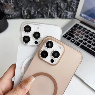 หรูหราบางเฉียบกึ่งโปร่งใสช็อกทนฮาร์ดปกหลังสําหรับ ไอโฟน iPhone Air 17 Pro Max 16 15 14 13 12 11 มือโปร สูงสุด บวก ไม่มีกรอบ เคลือบแม่เหล็กกรณีโทรศัพท์