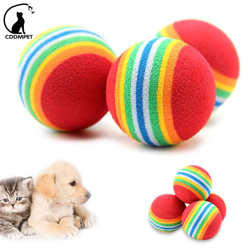 【CDDMPET】ของเล่นลูกบอลเคี้ยว สีรุ้ง สําหรับสัตว์เลี้ยง ลูกสุนัข แมว