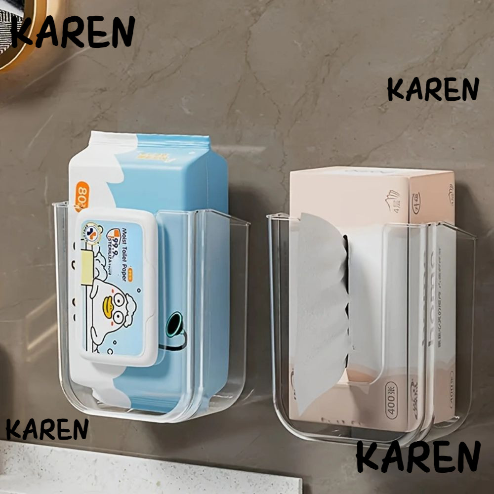 กล่องเก็บผ้าเช็ดทําความสะอาด KAREN กล่องกระดาษเช็ดมือในห้องน้ําแบบเปิดขนาดใหญ่แบบไม่มีหมัด กล่องเก็บทิชชู่เปียกแบบติดผนังคุณภาพสูง