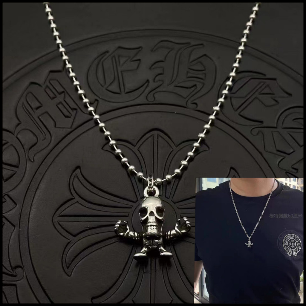 เงิน 925 FOTI สร้อยคอกะโหลกขนาดเล็ก Vintage Punk Gothic Rock อุปกรณ์เสริม Street Hip Hop คู่เครื่องประดับของขวัญวันวาเลนไทน์ CX061