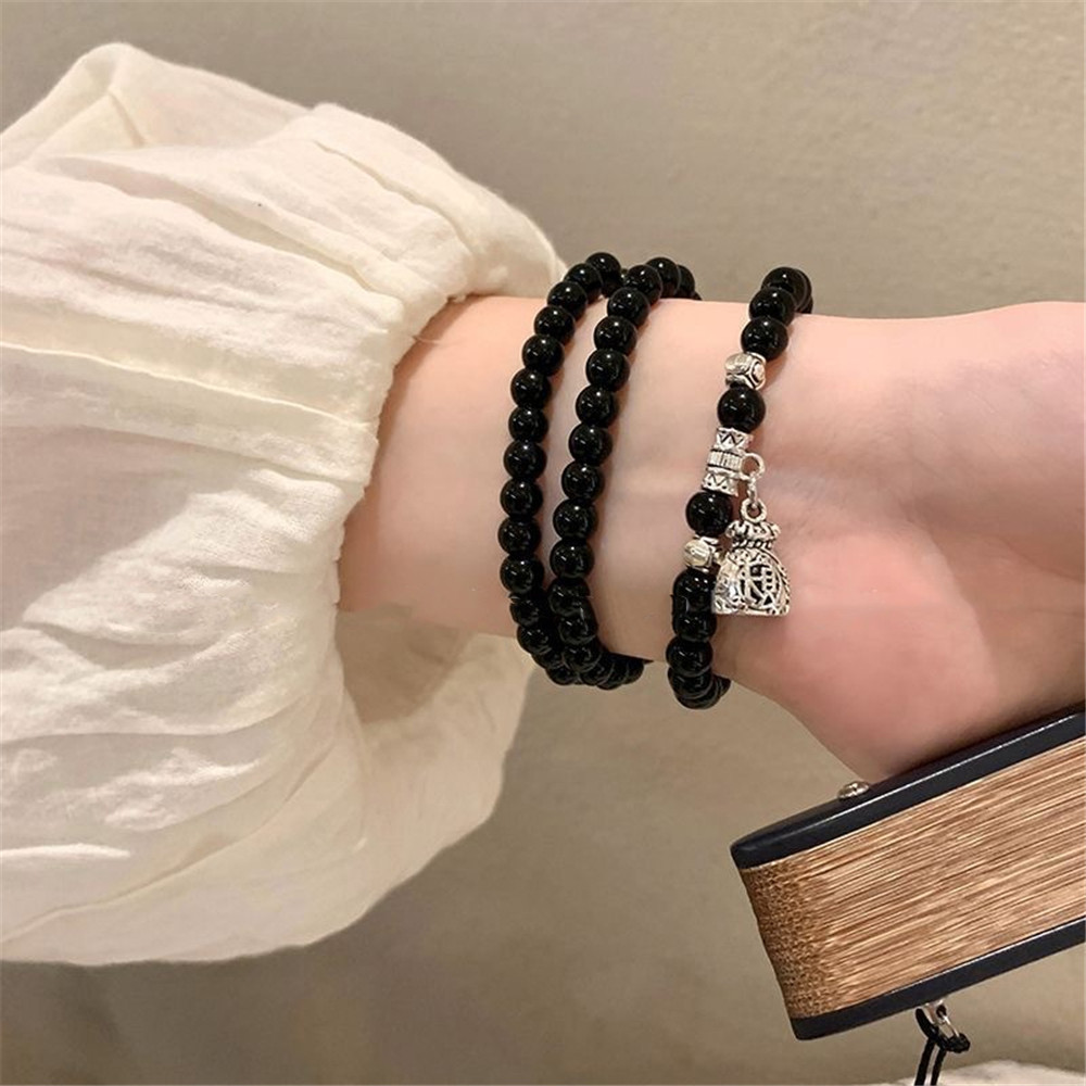 สไตล์จีนภูเขาผีดอกไม้ลูกปัดสร้อยข้อมือสองชั้นผู้หญิงสไตล์แห่งชาติย้อนยุคส่วนบุคคลอเนกประสงค์เครื่องประดับมือ