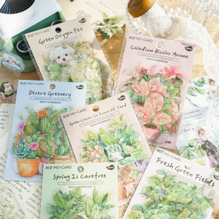 Journamm 30pcs PET พืชสีเขียวสติกเกอร์บัญชีมือ DIY Scrapbooking Collage ไดอารี่ Junk Journal สติกเกอร์ตกแต่ง