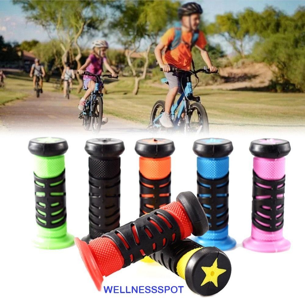 Wellnessspot ปลอกแฮนด์สําหรับเด็กสีสันสดใสสกู๊ตเตอร์แฮนด์ยางมือจับจักรยานฝาครอบอุปกรณ์ขี่แฮนด์จักรยานกันลื่น