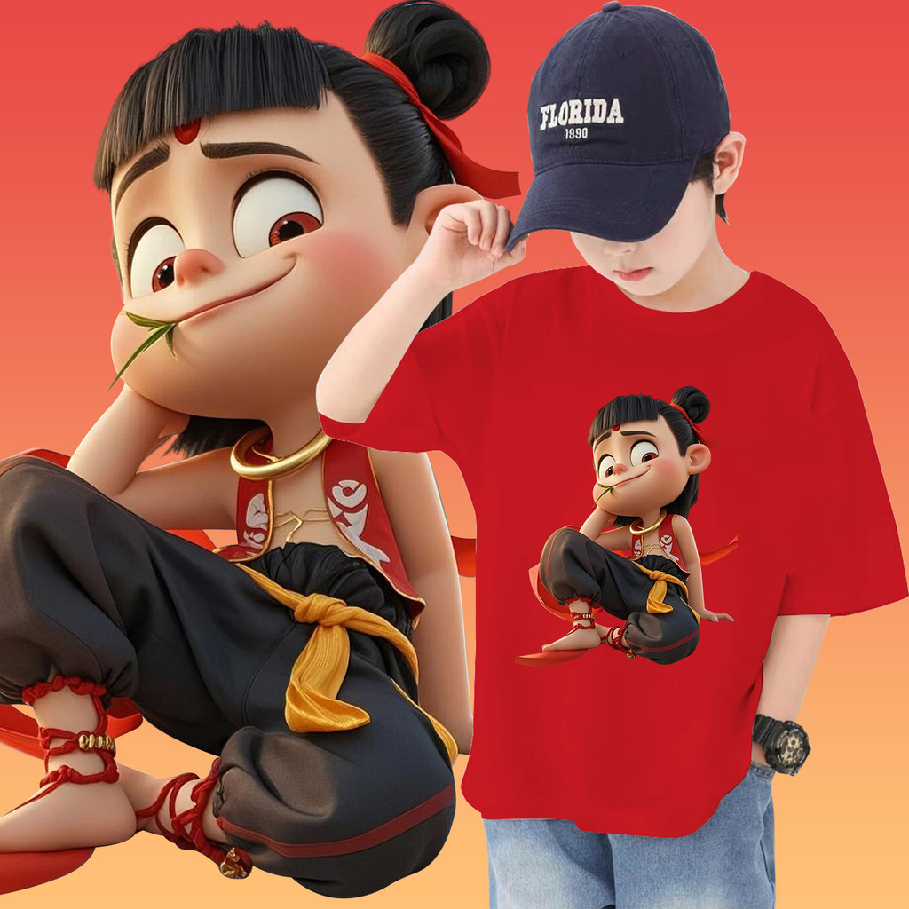 【เสื้อยืดเด็ก】 2025 Anime Nezha เสื้อยืดเด็ก 8 สี Cute Boy Nezha KIDS T-SHIRT 100-150cm เสื้อยืด
