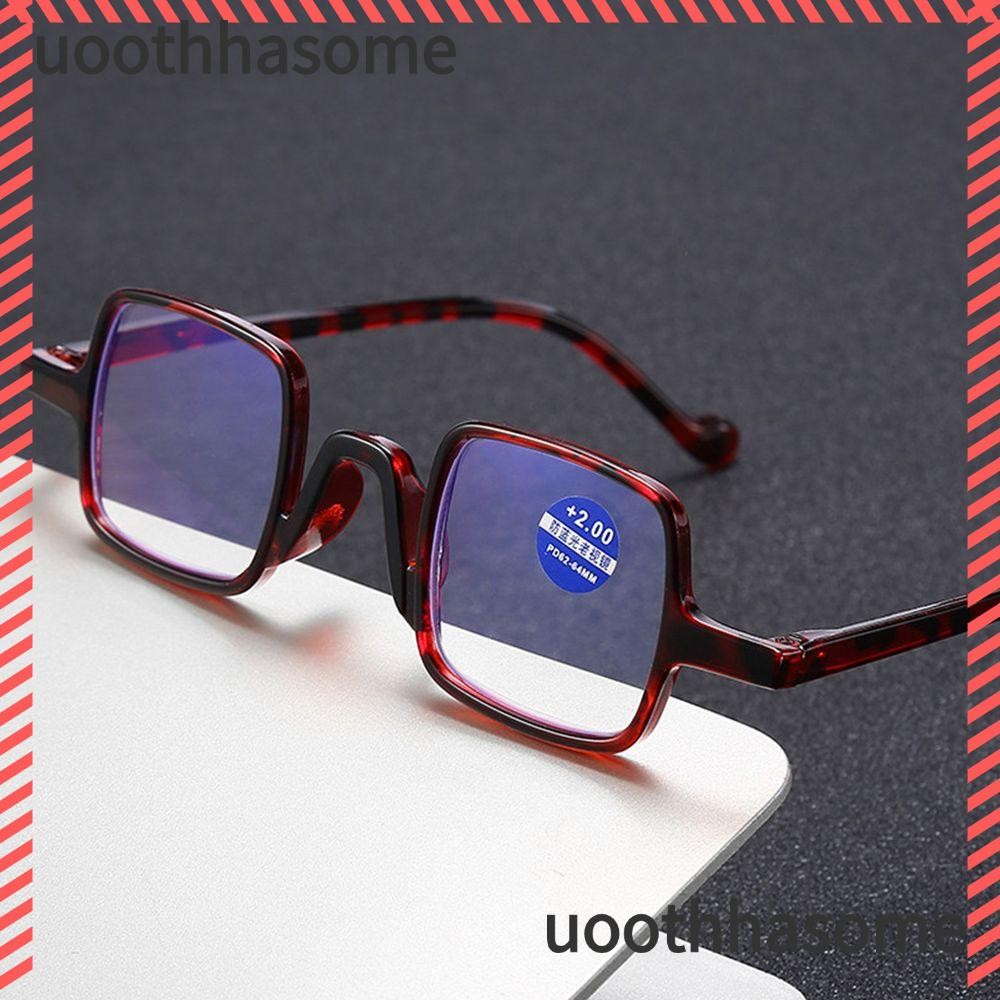 Uoothasome แว่นตาอ่านหนังสือแบบพกพาป้องกันแสงสีฟ้าเรซิ่นแว่นตาสายตาไกล