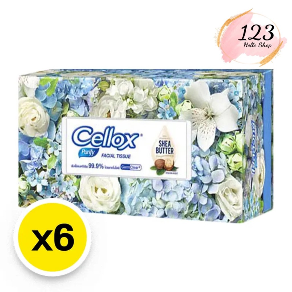 (6กล่อง/แพ็ค) Celloxc Purify Flower เซลล็อกซ์ พิวริฟาย ฟลาวเวอร์ กระดาษเช็ดหน้า 135 แผ่น กล่องคละสี ✨