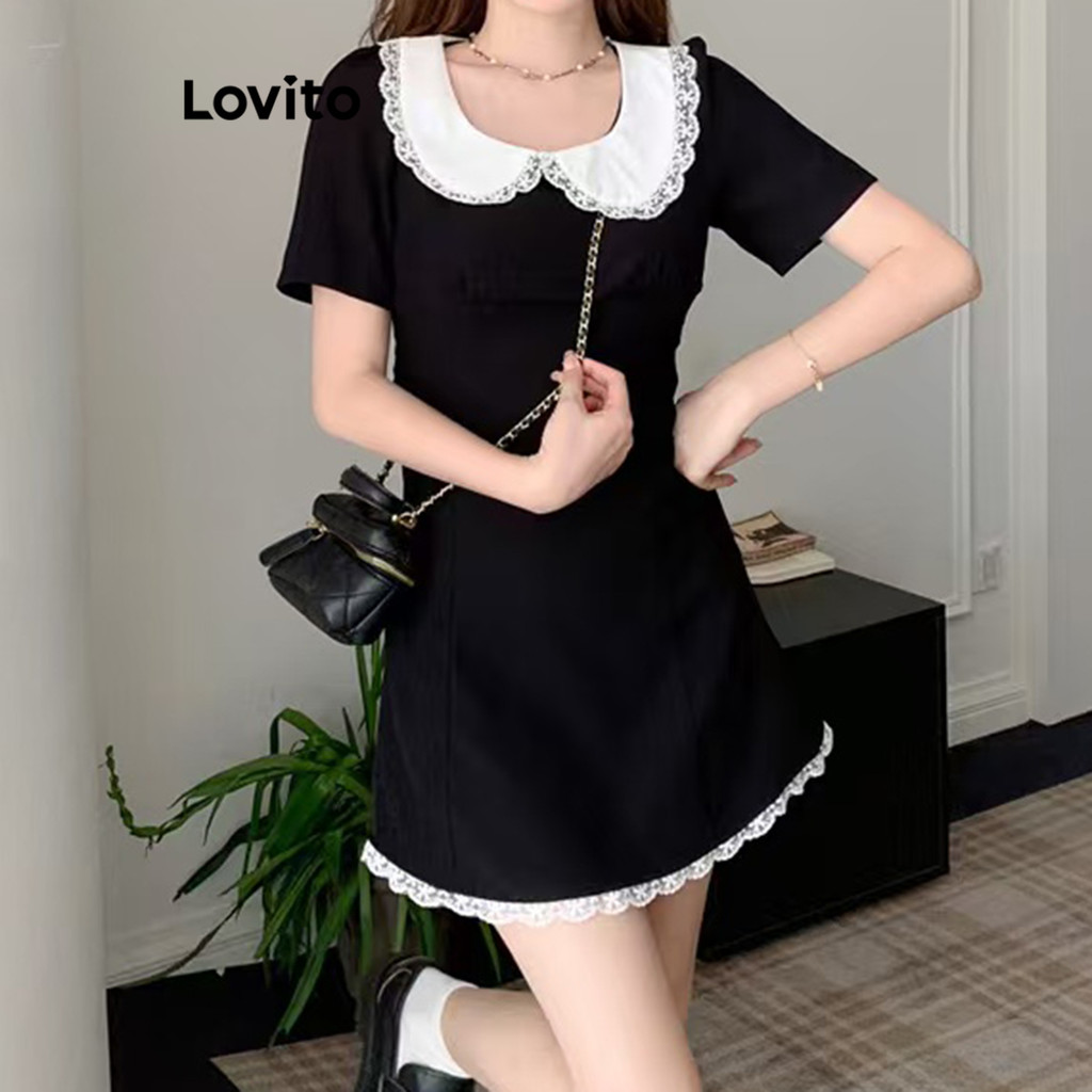 Lovito ชุดลำลอง บล็อกสี ธรรมดาสำหรับผู้หญิง LNA77725