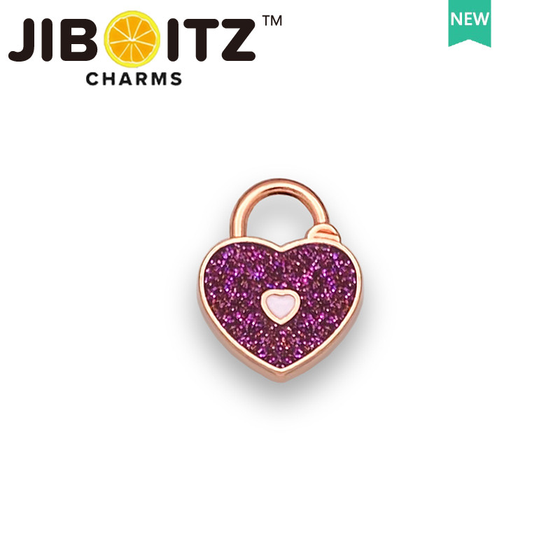 JIBBITZ cross charms ตัวติดรองเท้า โซ่เพชรดอกไม้สีชมพู ตัวติดรองเท้า cross