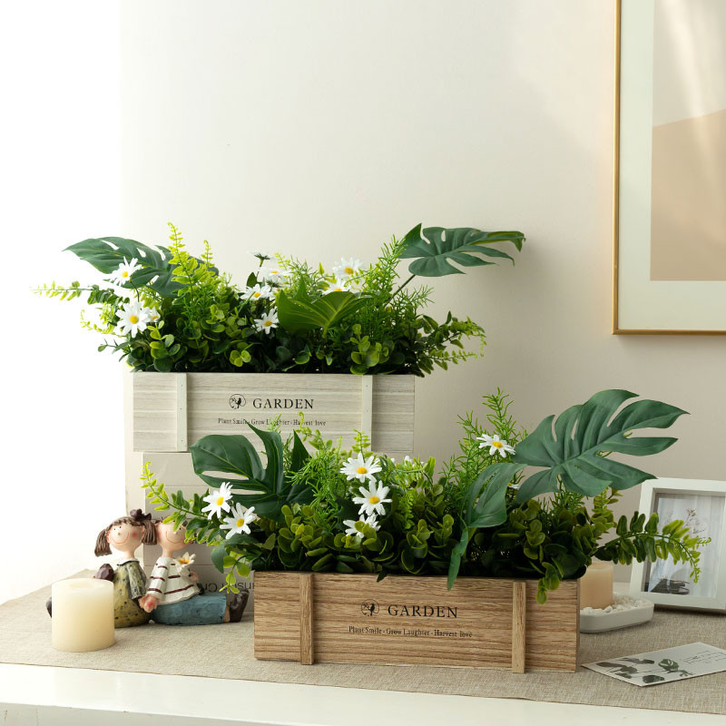 12inc Rustic Potted Plants, Eucalyptus Planter ไม้สี่เหลี่ยมชนบทกล่อง,พืชประดิษฐ์สําหรับในร่มบ้านตาราง Centerpiece Windowsill Greenery Decor
