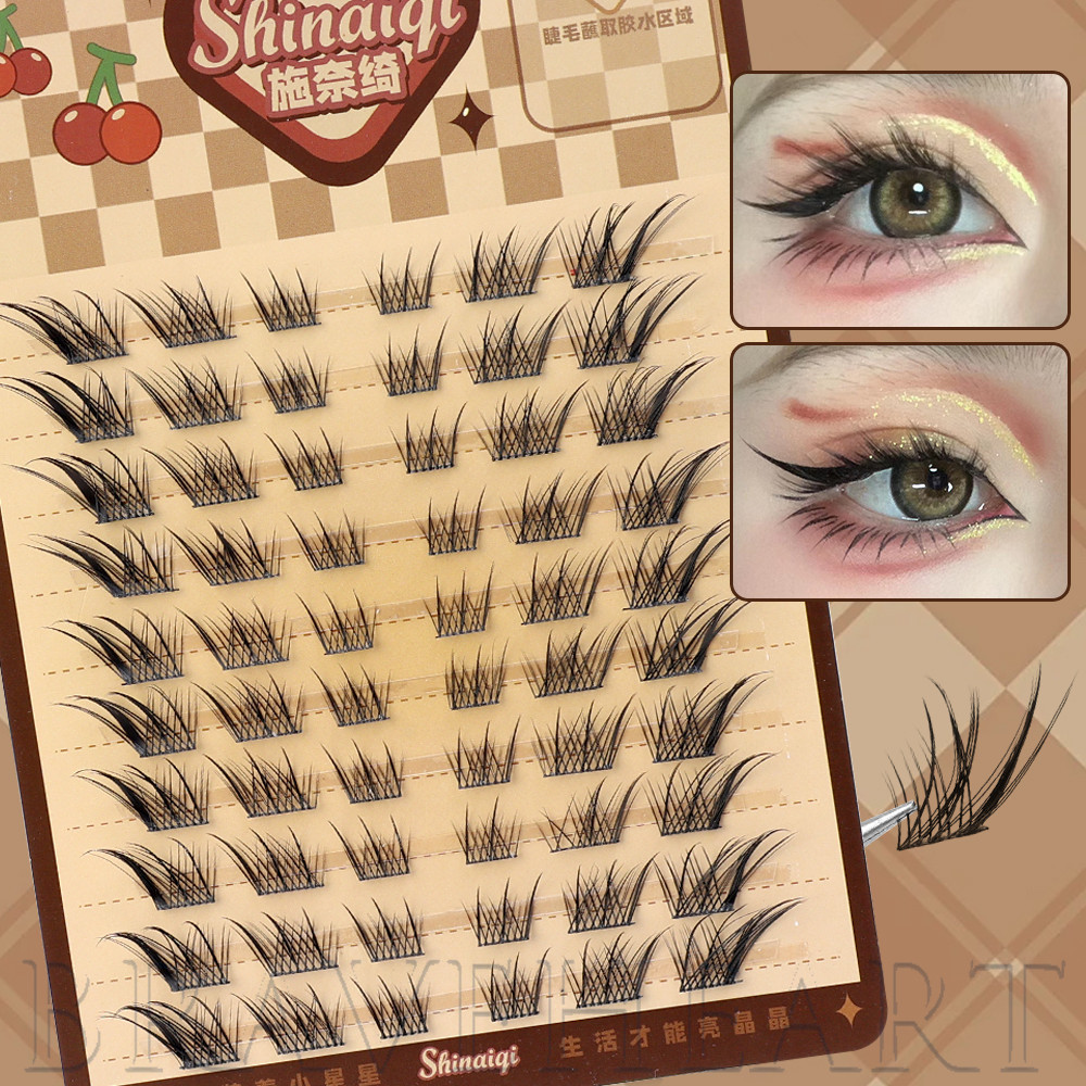 เครื่องมือต่อขนตา - สุนัขจิ้งจอก 5 มิติ ​Segmented Fake Eyes Lashes - Fluffy, Cross, Messy - Single Cluster Manga Eyelashes - Natural Curling Long หนา