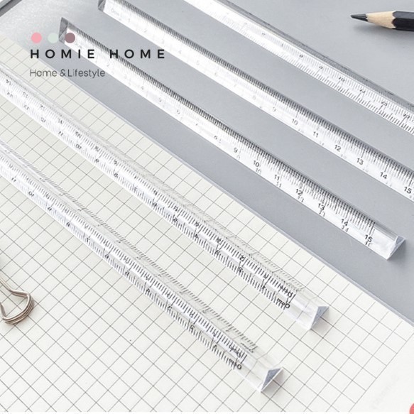 HH-1284 ไม้บรรทัดสามเหลี่ยม 15cm 20cm สีใส มินิมอล พร้อมส่ง