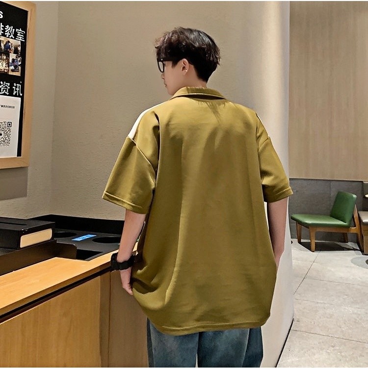 M＆M ฤดูร้อนรุ่นใหม่ เสื้อโปโลผู้ชาย การออกแบบเฉพาะกลุ่ม สีล้วนแมทช์ลุคง่าย หล่อลำลอง