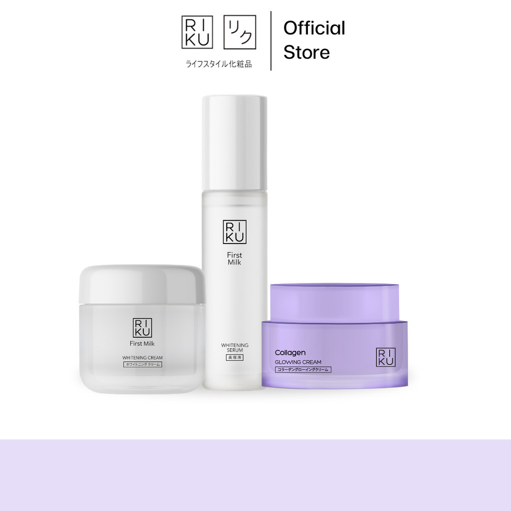 RIKU-ริคุ เซรั่ม + ครีมนม + คอลลาเจนครีม ผู้ที่มีปัญหาริ้วรอย ผิวดูแก่ก่อนวัย ใช้เซ้ตนี้ได้เลย