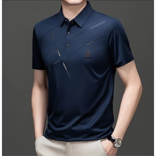 M＆M เสื้อโปโลผู้ชาย สีล้วน ธุรกิจสไตล์ผู้ใหญ่ ผ้าแห้งเร็ว แบบหลวมลำลอง
