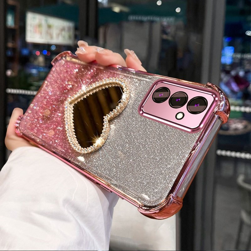 SAMSUNG สําหรับsamsung A35 5G A55 5G Softcaseซิลิโคนกันกระแทกออกแบบใหม่ความงามLanyardแต่งหน้ากระจกผู้ถือSJSFDD02