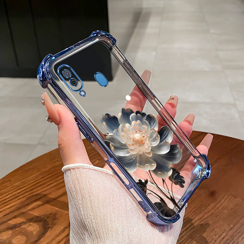 เคสสําหรับ Samsung A30 A20 เคสโทรศัพท์ TPU ดอกบัวสร้อยข้อมือล่าสุด 2025 กันกระแทกการออกแบบใหม่ความงามกรณี SZ04
